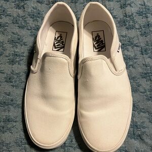 Vans womens white canvas slip on shoes. Sz 9.5